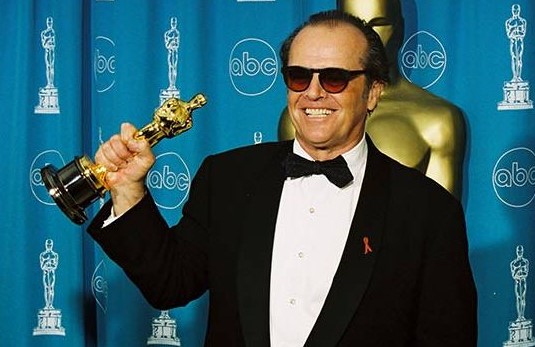 Jack Nicholson holding an award